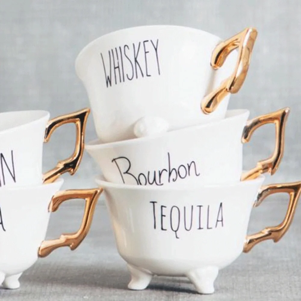 Creative Co-Op Boozy Stoneware Footed Tea Cup
